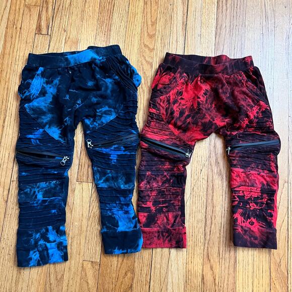 Posh Kiddos Pants Toddler 4 Red Blue Tie Dye 2 Pair Lot * - Picture 1 of 6